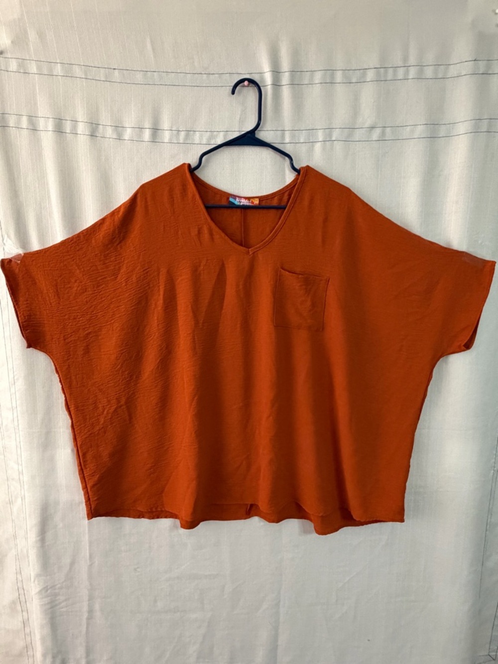 Freckled Poppy Plus Size 2XL Blouse Oversized Burnt Orange Dolman Sleeve(A555)